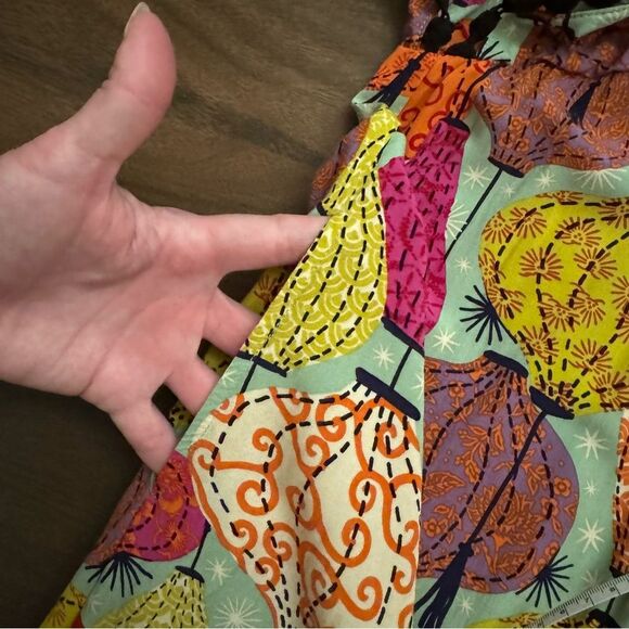 Uncle Frank Chinese Lantern Print Multicolor Short Sleeve Rayon Mini Swing Dress - Picture 7 of 15